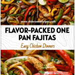One sheet chicken fajitas with colorful bell peppers and onions for a baking pan dinner ready to serve.